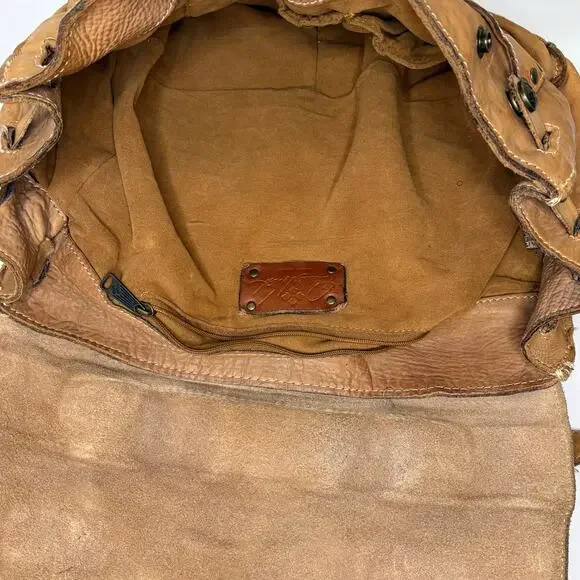 Patricia Nash Leather Studded Messenger Shoulder Bag Camel - Picture 4 of 16